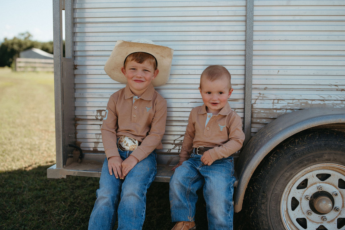 Kids wearing autumn clothes for kids outdoors with colorful fall leaves