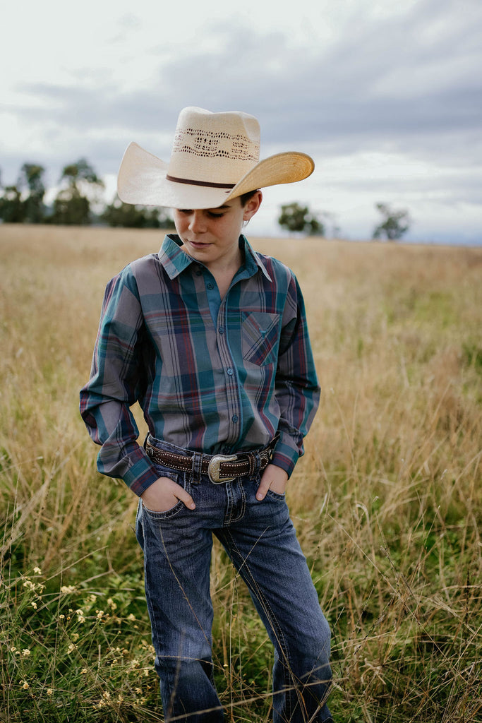 "Jamie" Checked Storm Blue Men's Button Down Shirt-Little Windmill Clothing Co