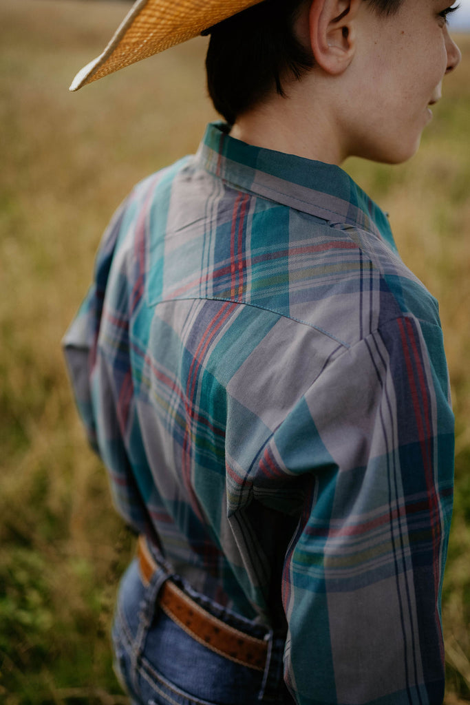 "Jamie Jnr" Checked Storm Blue Boy's Button Down Shirt-Little Windmill Clothing Co