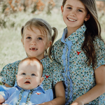 Dorothy soft blue floral sleeve blouse front view showing delicate blue floral sleeve blouse for girls