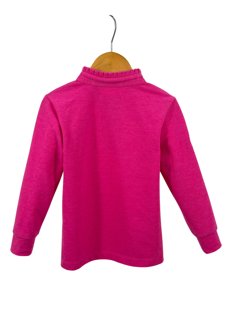 "Hallie" Raspberry Pink Contrast Long Sleeve Polo-Little Windmill Clothing Co