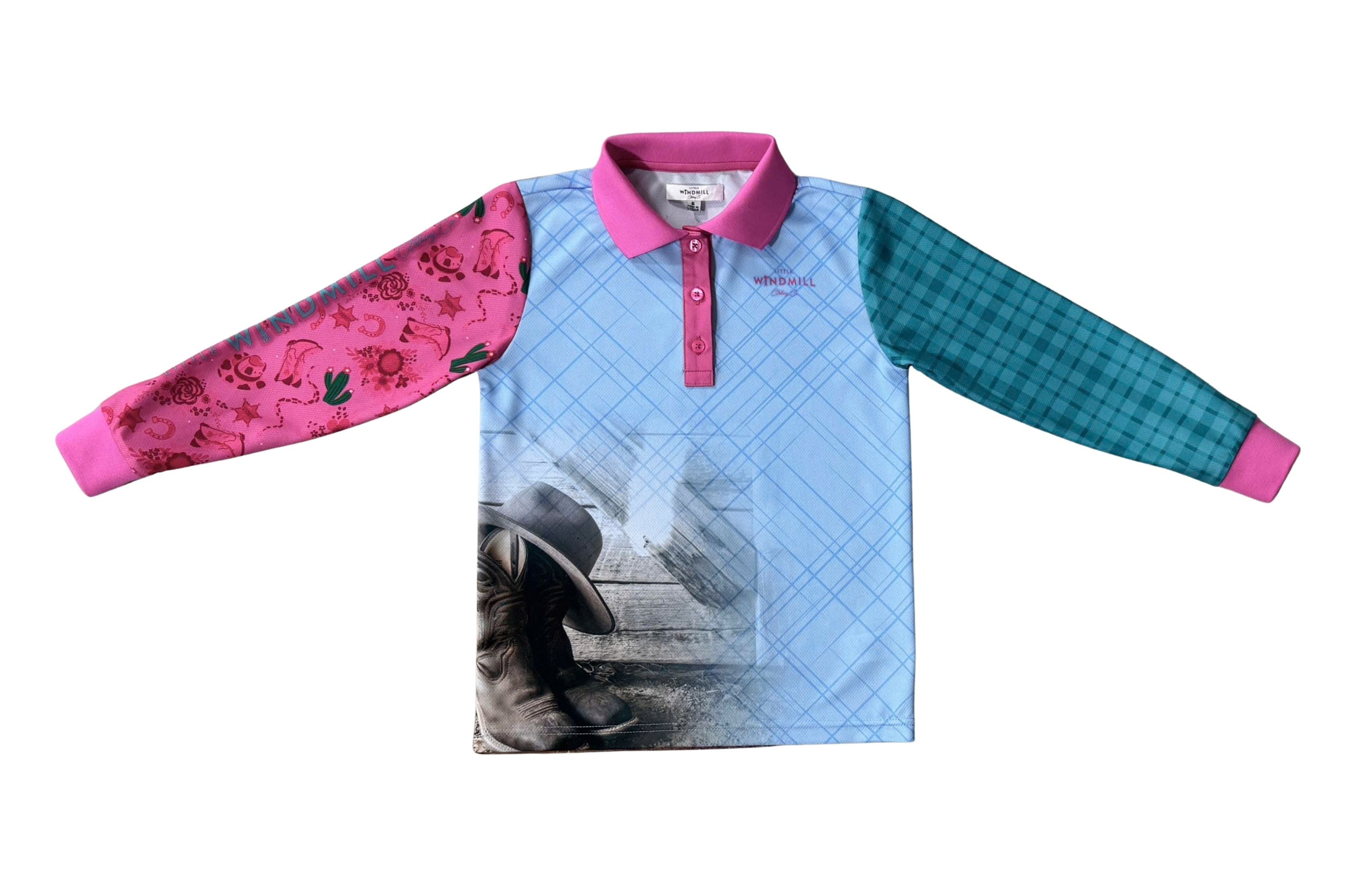 Cowgirl Boots Fishing Long Sleeve Shirt-Little Windmill Clothing Co