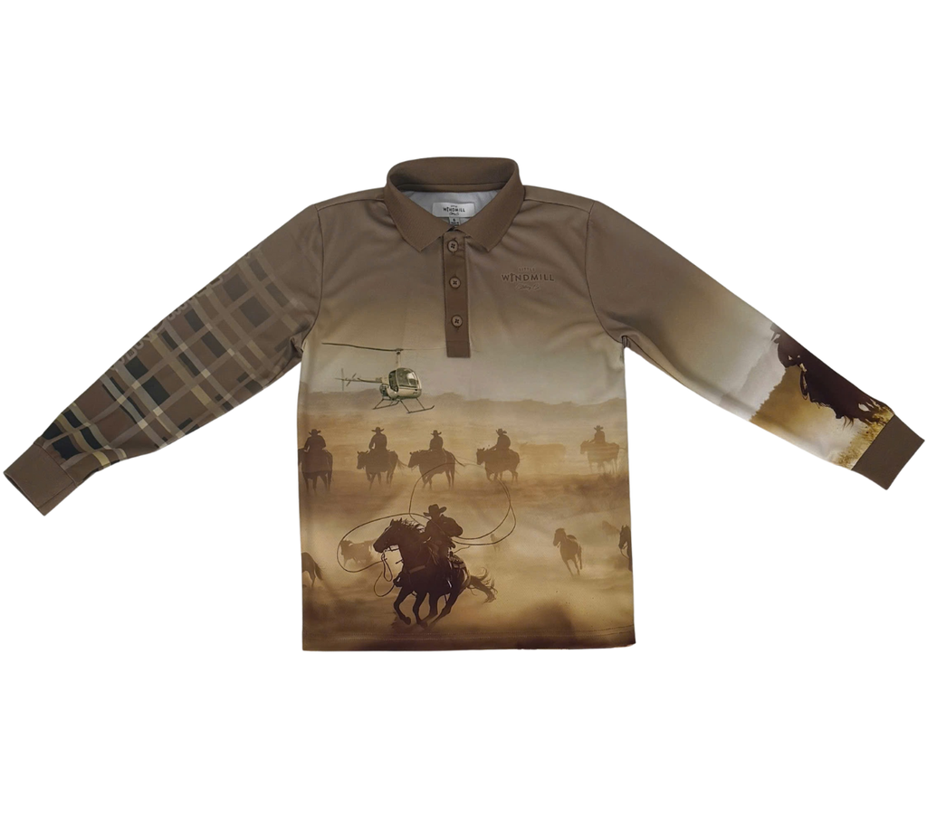 PRE-ORDER Cowboy Up Fishing Long Sleeve Shirt-Little Windmill Clothing Co
