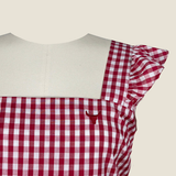 "Darla" Deep Red Gingham Women's Shirt-Little Windmill Clothing Co