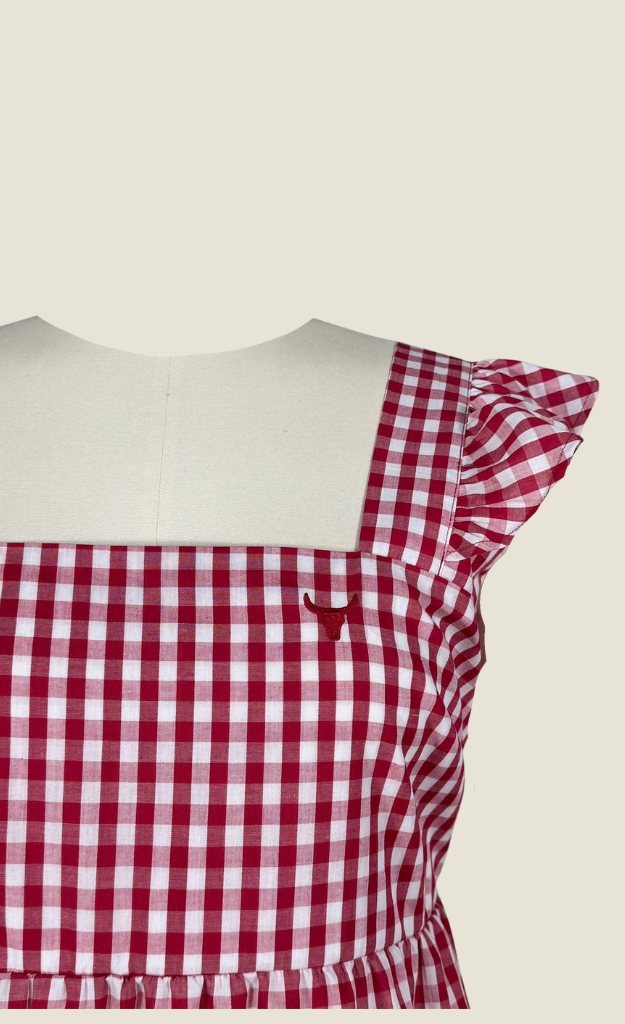 "Darla" Deep Red Gingham Women's Shirt-Little Windmill Clothing Co