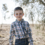 Boys blue plaid western shirt