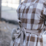 Gingham dress waist tie and back detail
