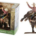 Lane Frost Bull 1:20 scale rodeo figure with rider, bull, rope, and stand