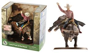 Lane Frost Bull 1:20 scale rodeo figure with rider, bull, rope, and stand