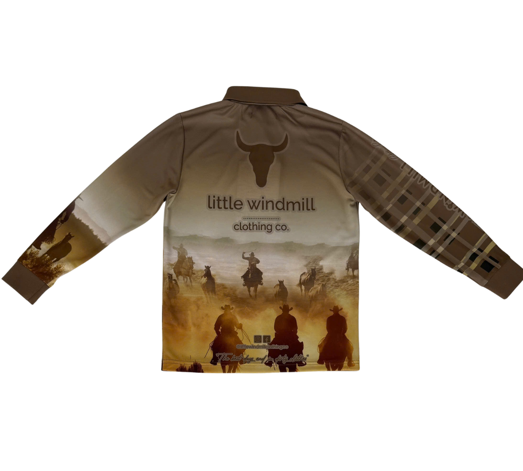 PRE-ORDER Cowboy Up Fishing Long Sleeve Shirt-Little Windmill Clothing Co