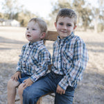 Baby boys blue plaid bodysuit