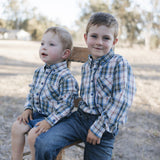 Baby boys blue plaid bodysuit