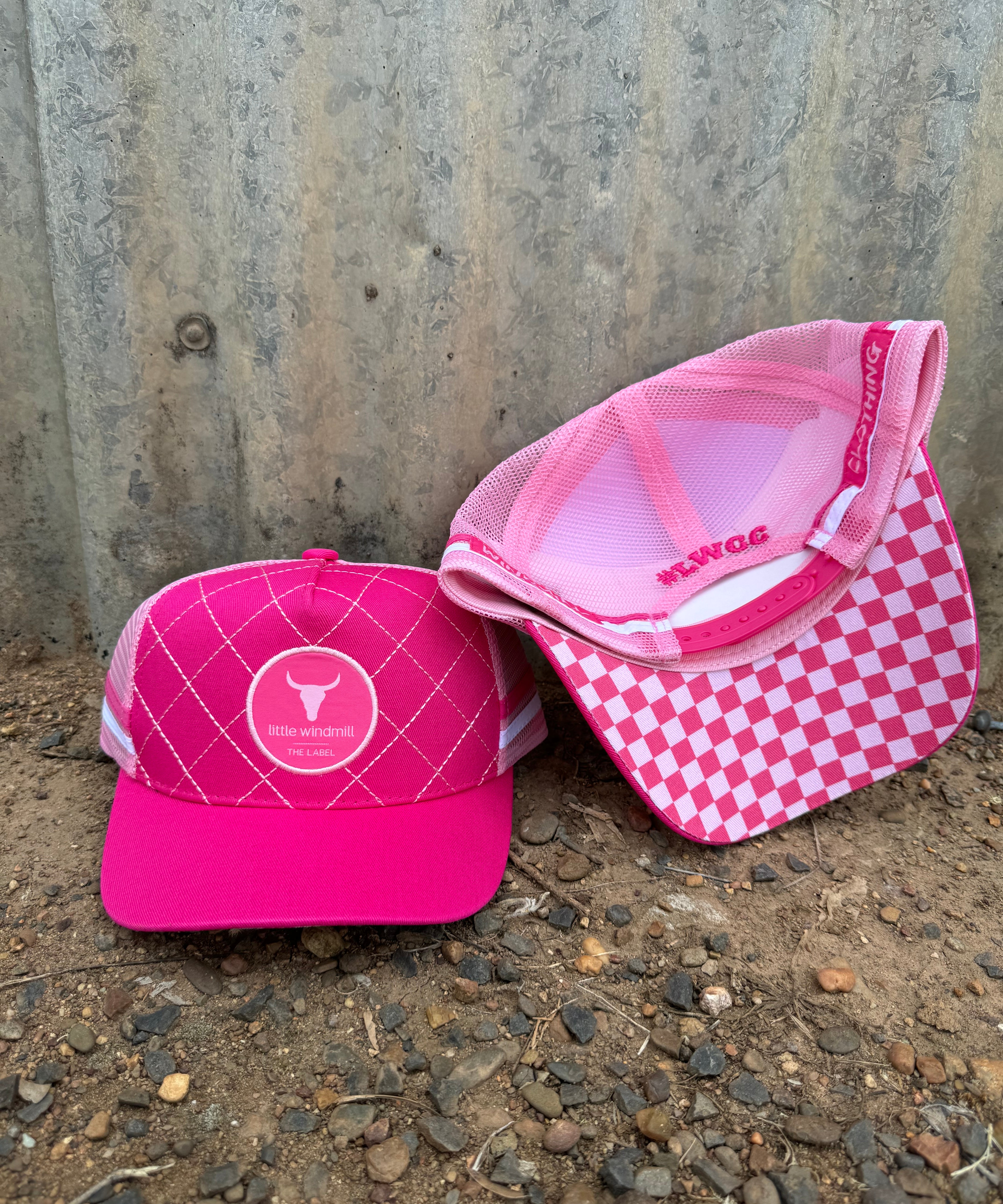 Hot pink quilted cap front view showing stylish quilted pattern in vibrant hot pink for all ages