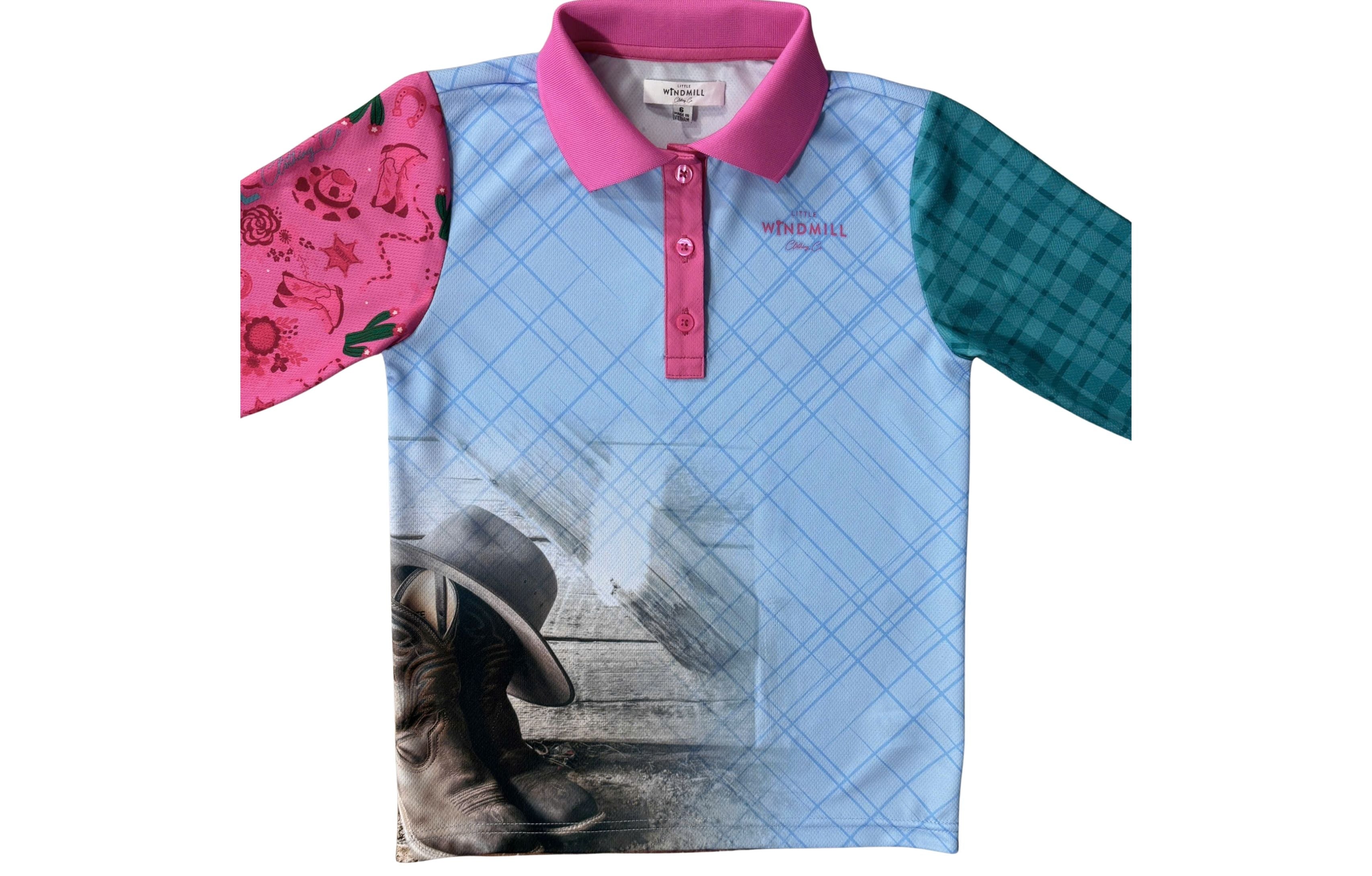 Cowgirl Boots Fishing Long Sleeve Shirt-Little Windmill Clothing Co