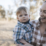 Baby boy blue plaid western bodysuit