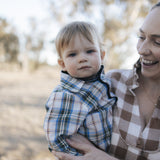 Baby boy blue plaid western bodysuit