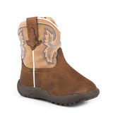 Cowbaby Eastwood brown and tan roper boots showing adorable baby western boots in classic brown and tan leather look