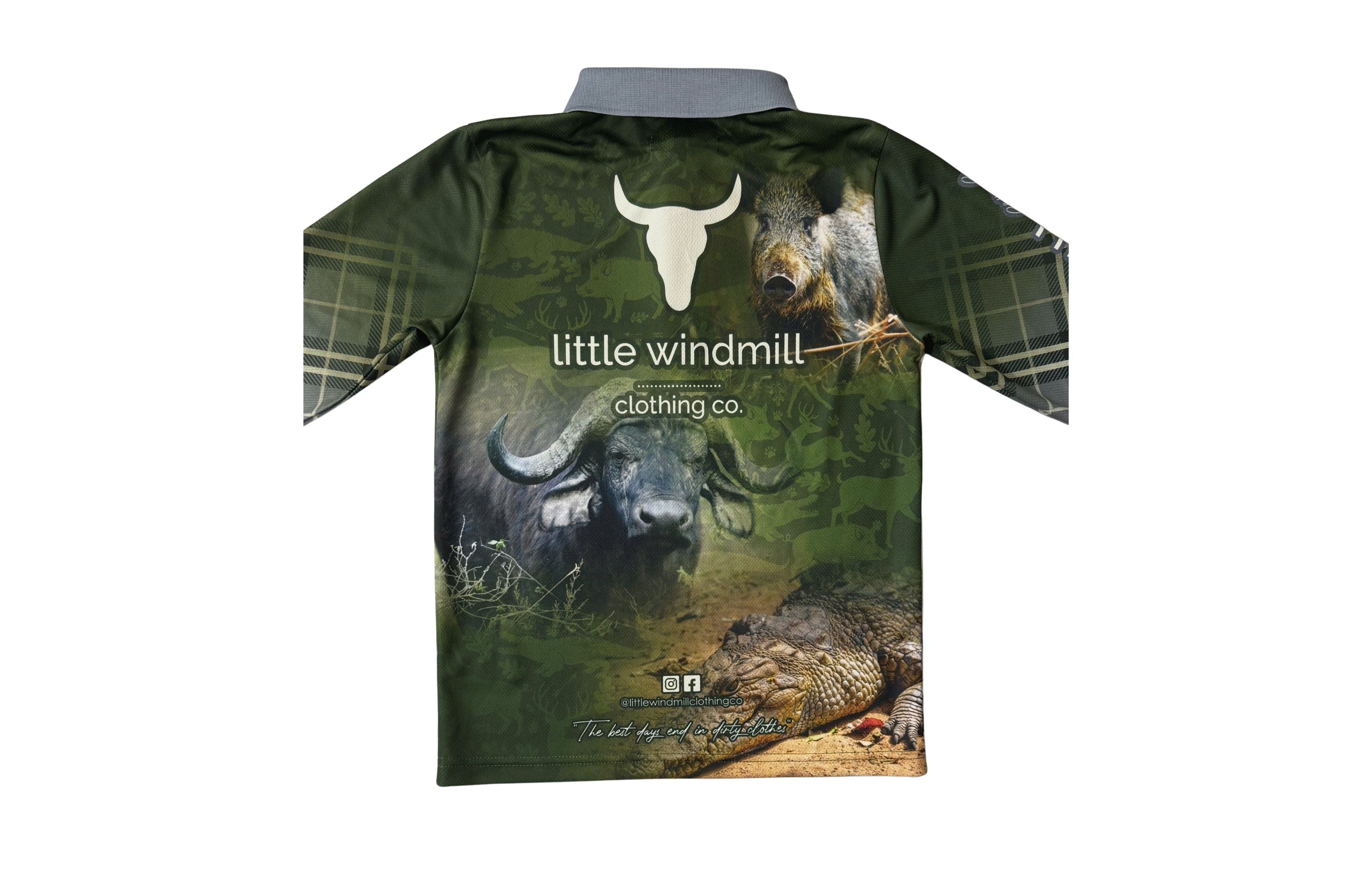 Hunting Scrub Green Long Sleeve Fishing Shirt-Little Windmill Clothing Co
