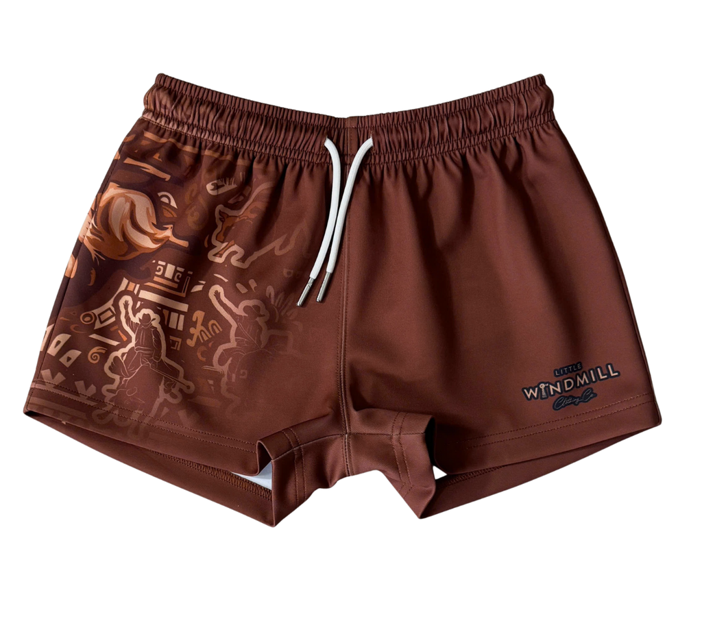 PRE-ORDER Dust Scene Bull Footy Shorts-Little Windmill Clothing Co