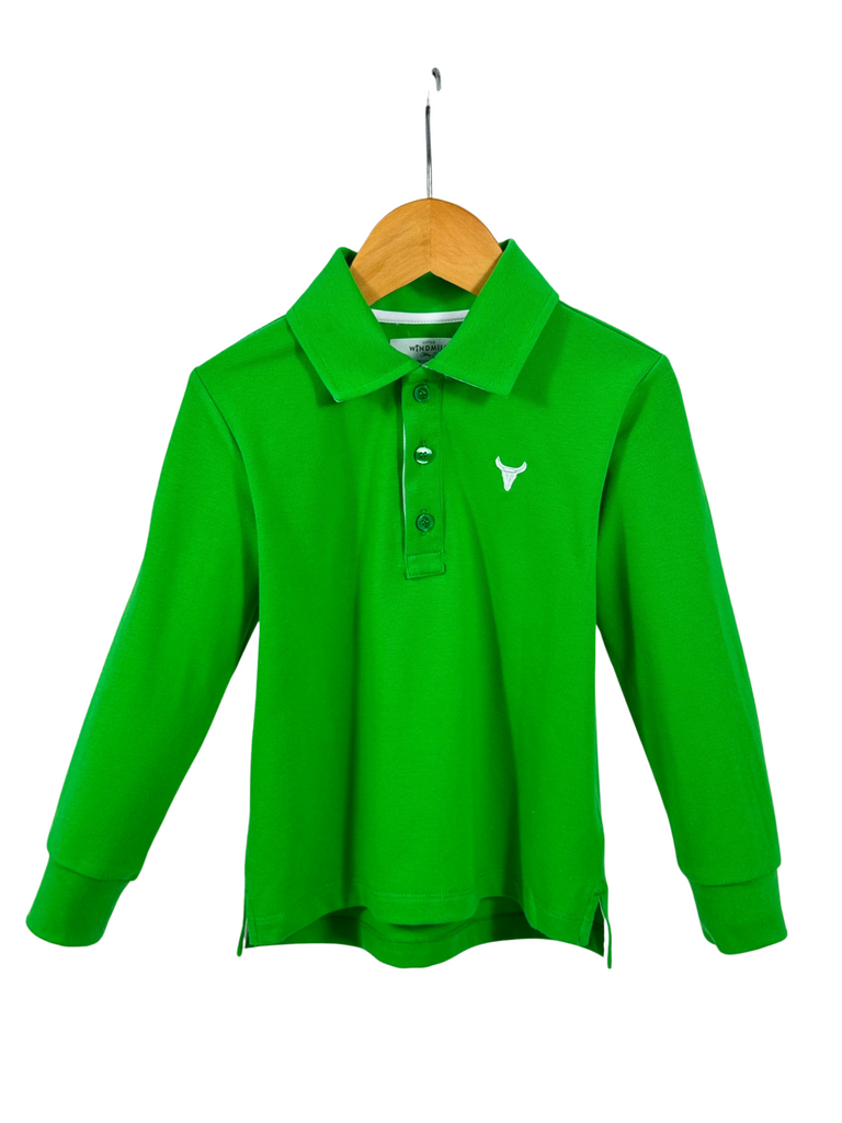 "Rory" Green Go Contrast Long Sleeve Polo-Little Windmill Clothing Co