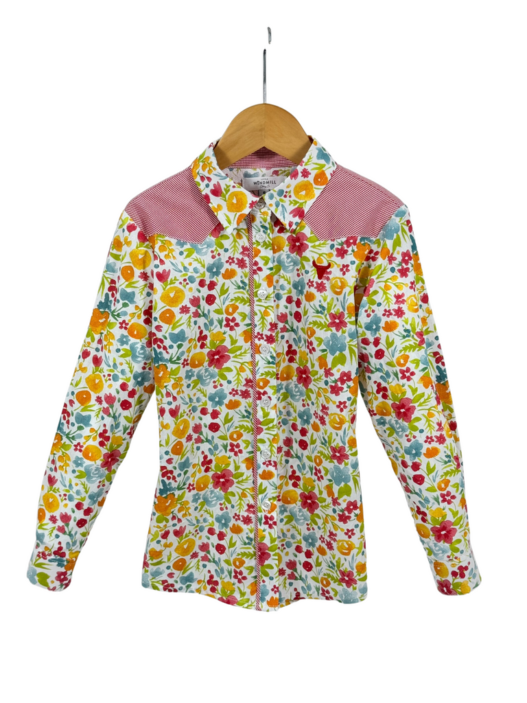 "Kelly Jnr" Retro Floral Western Yoke Long Sleeve Shirt-Little Windmill Clothing Co