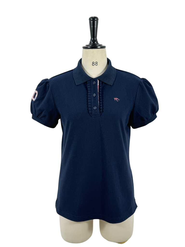 NURSING "Frances" Relax Fitted Women's Navy Floral Contrast Polo-Little Windmill Clothing Co