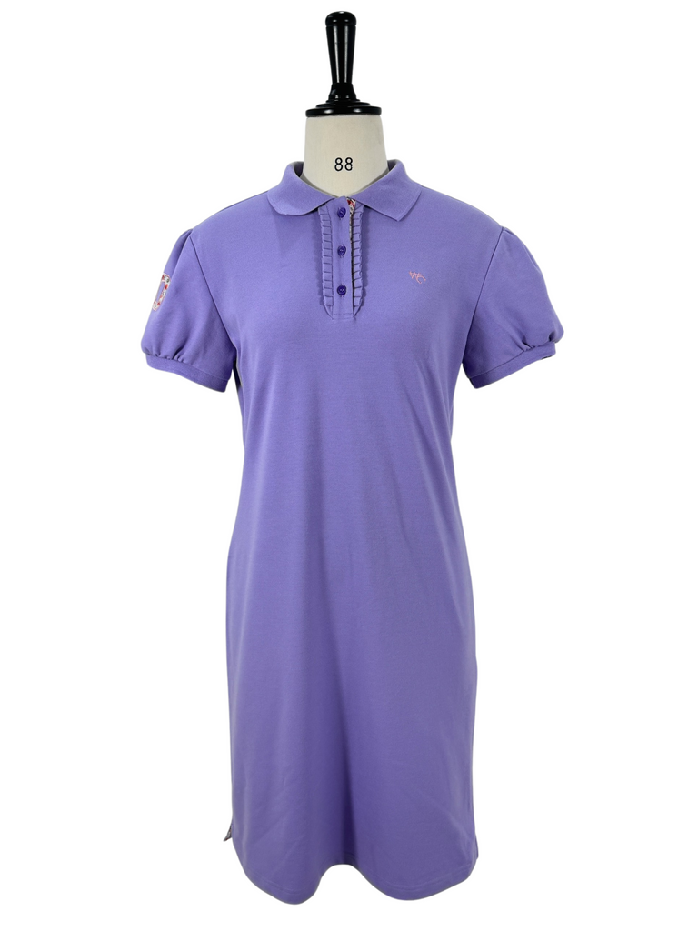 "Lizzy Lady" Semi Fitted Women's Violet Contrast Polo Dress-Little Windmill Clothing Co