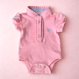 "Kiki Baby" Baby Pink Polo Romper-Little Windmill Clothing Co