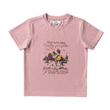 Country Girl Glitter Yeehaw graphic kids tee glitter detail close-up showing sparkle quality