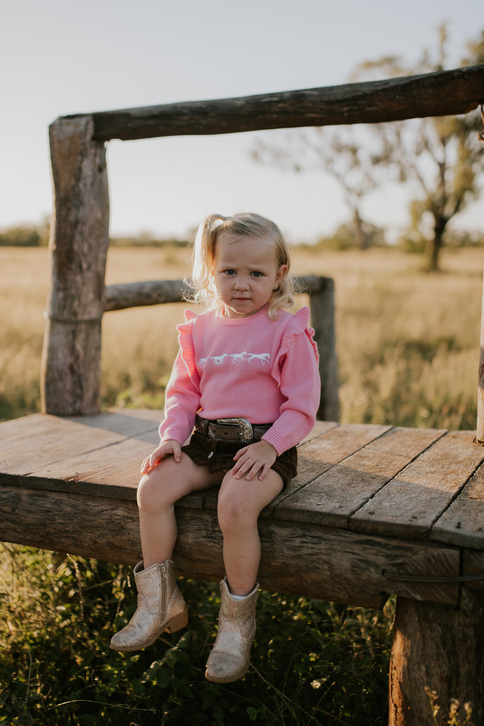 "Evelyn" Baby Pink Cotton Knit Romper-Little Windmill Clothing Co