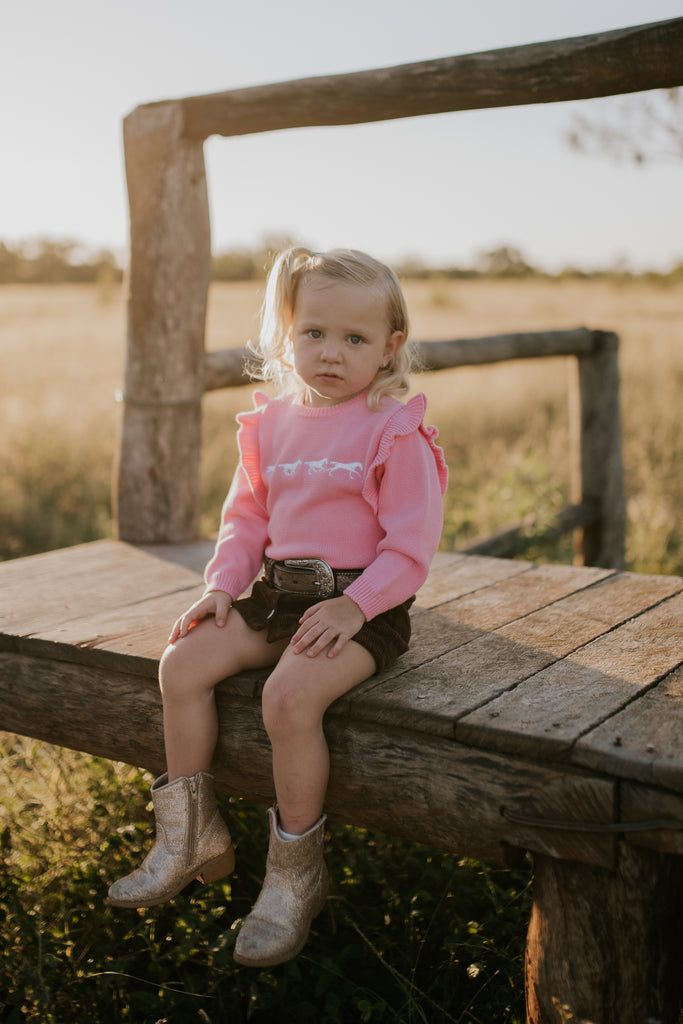 "Evelyn" Baby Pink Cotton Knit Romper-Little Windmill Clothing Co