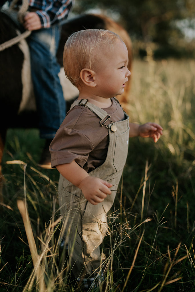 "Ellis" Natural Contrast Overalls-Little Windmill Clothing Co