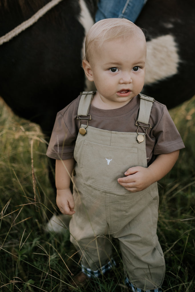 "Ellis" Natural Contrast Overalls-Little Windmill Clothing Co