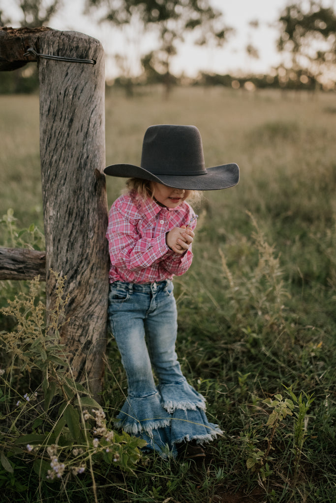 "Lorelai" Purple Piped Yoke Western Long Sleeve Shirt-Little Windmill Clothing Co