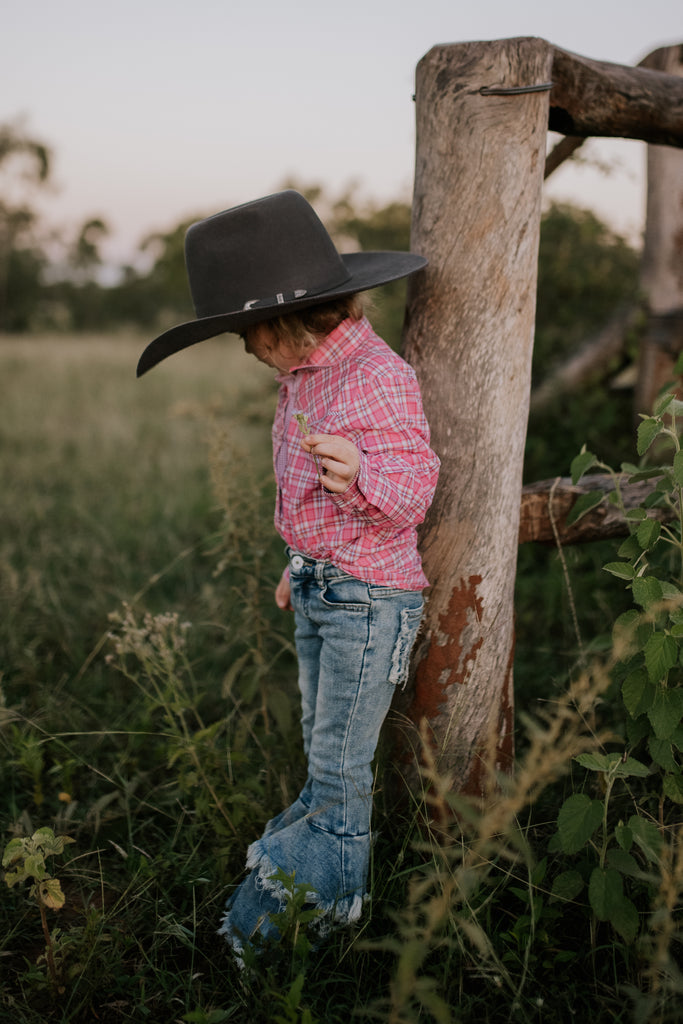 "Lorelai" Purple Piped Yoke Western Long Sleeve Shirt-Little Windmill Clothing Co