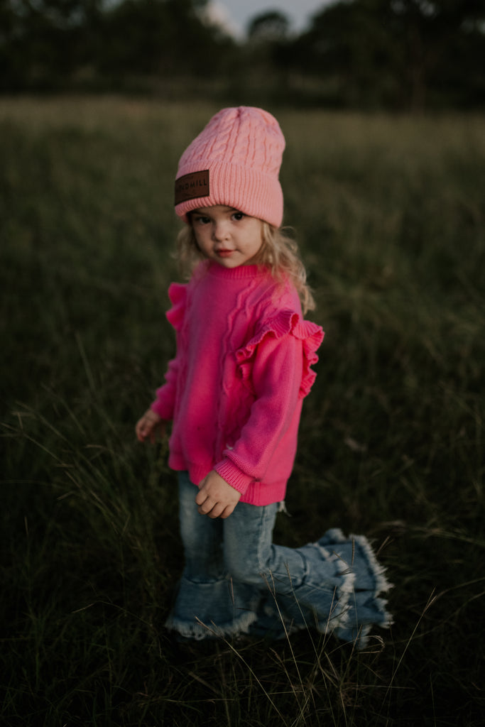 "Brydie" Candy Pink Cotton Knit Jumper-Little Windmill Clothing Co