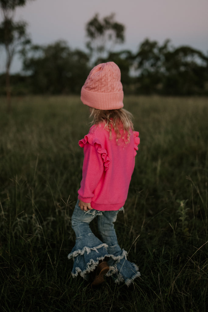 "Brydie" Candy Pink Cotton Knit Jumper-Little Windmill Clothing Co