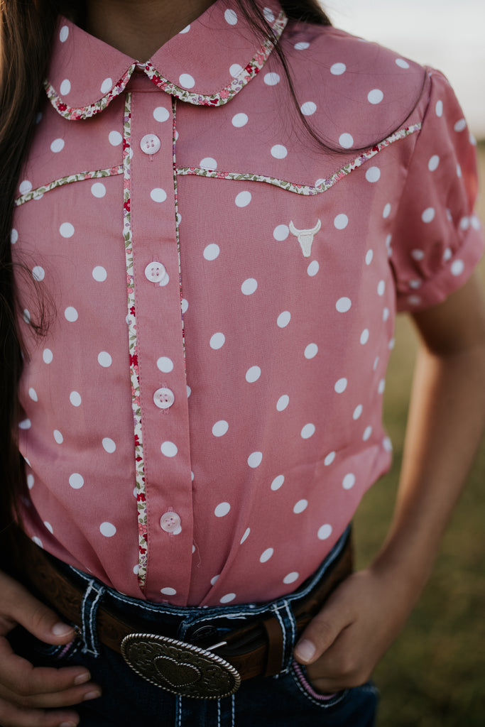 "CT" Spotty Vintage Short Sleeve Shirt-Little Windmill Clothing Co