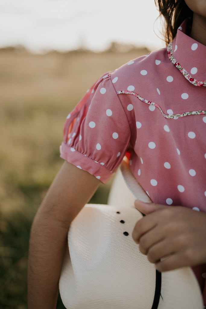 "CT" Spotty Vintage Short Sleeve Shirt-Little Windmill Clothing Co