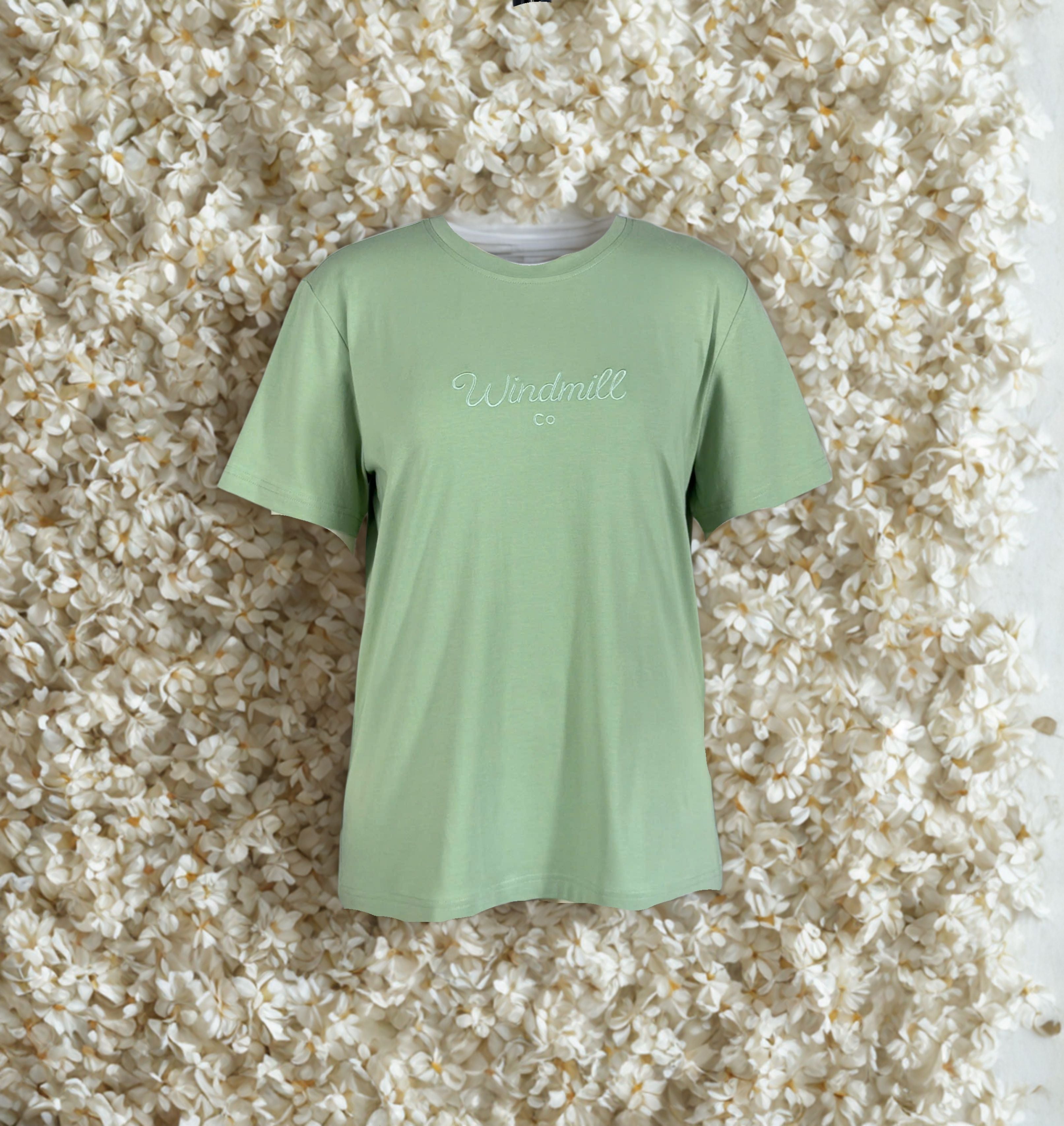 LIMITED EDITION Embroidered Ladies Tee - SAGE-Little Windmill Clothing Co