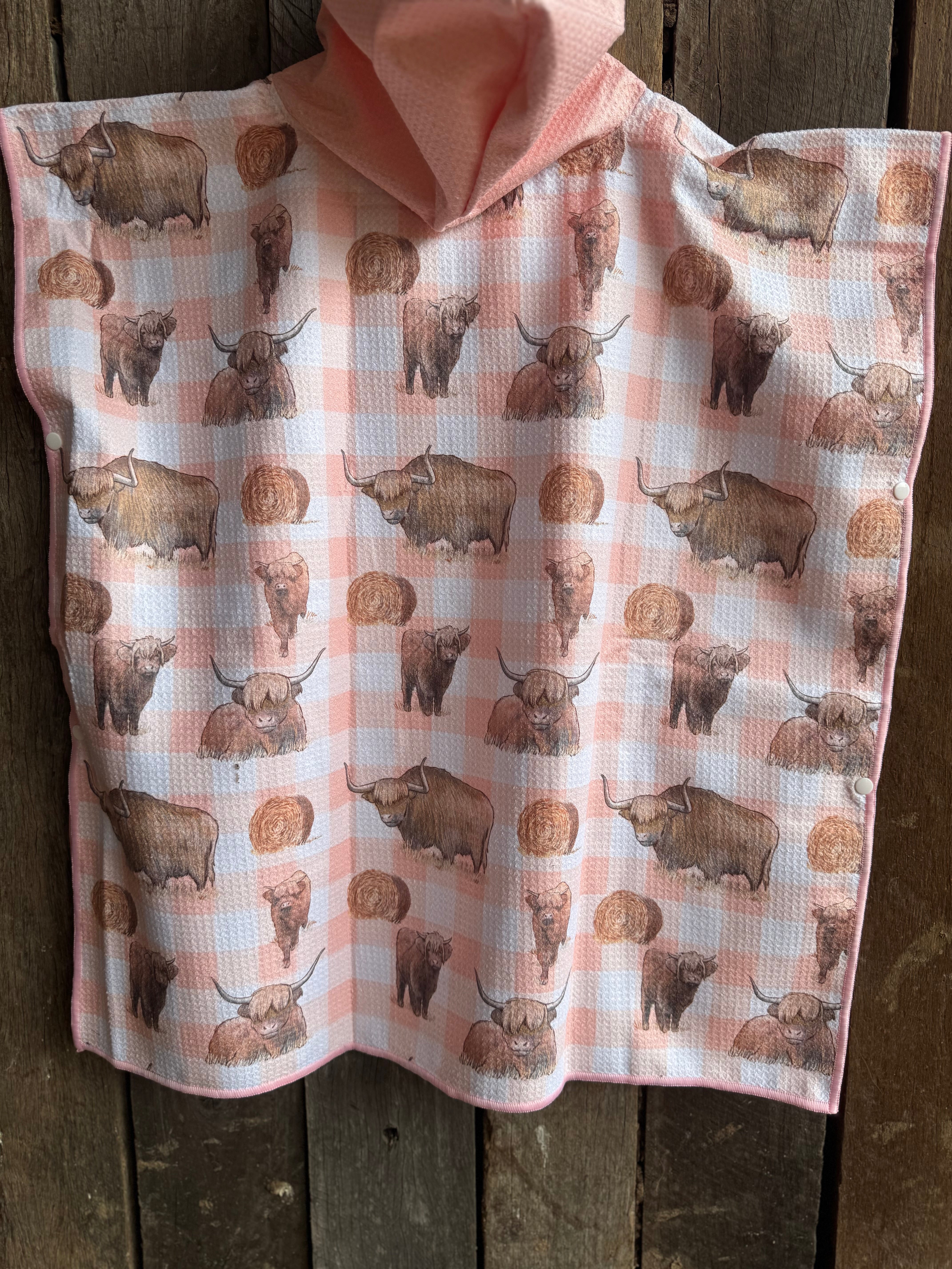 Peach Highlander KIDS Waffle Towel-Little Windmill Clothing Co