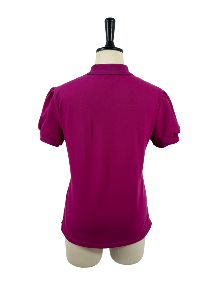 NURSING "Lilly" Relax Fitted Women's Raspberry Floral Contrast Polo-Little Windmill Clothing Co