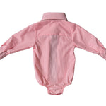 "Chloe" Coral Gingham Long Sleeve Romper-Little Windmill Clothing Co