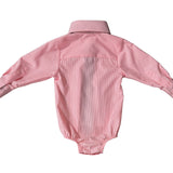 "Chloe" Coral Gingham Long Sleeve Romper-Little Windmill Clothing Co