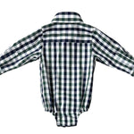 "Cody" Green and Navy Gingham Long Sleeve Romper-Little Windmill Clothing Co