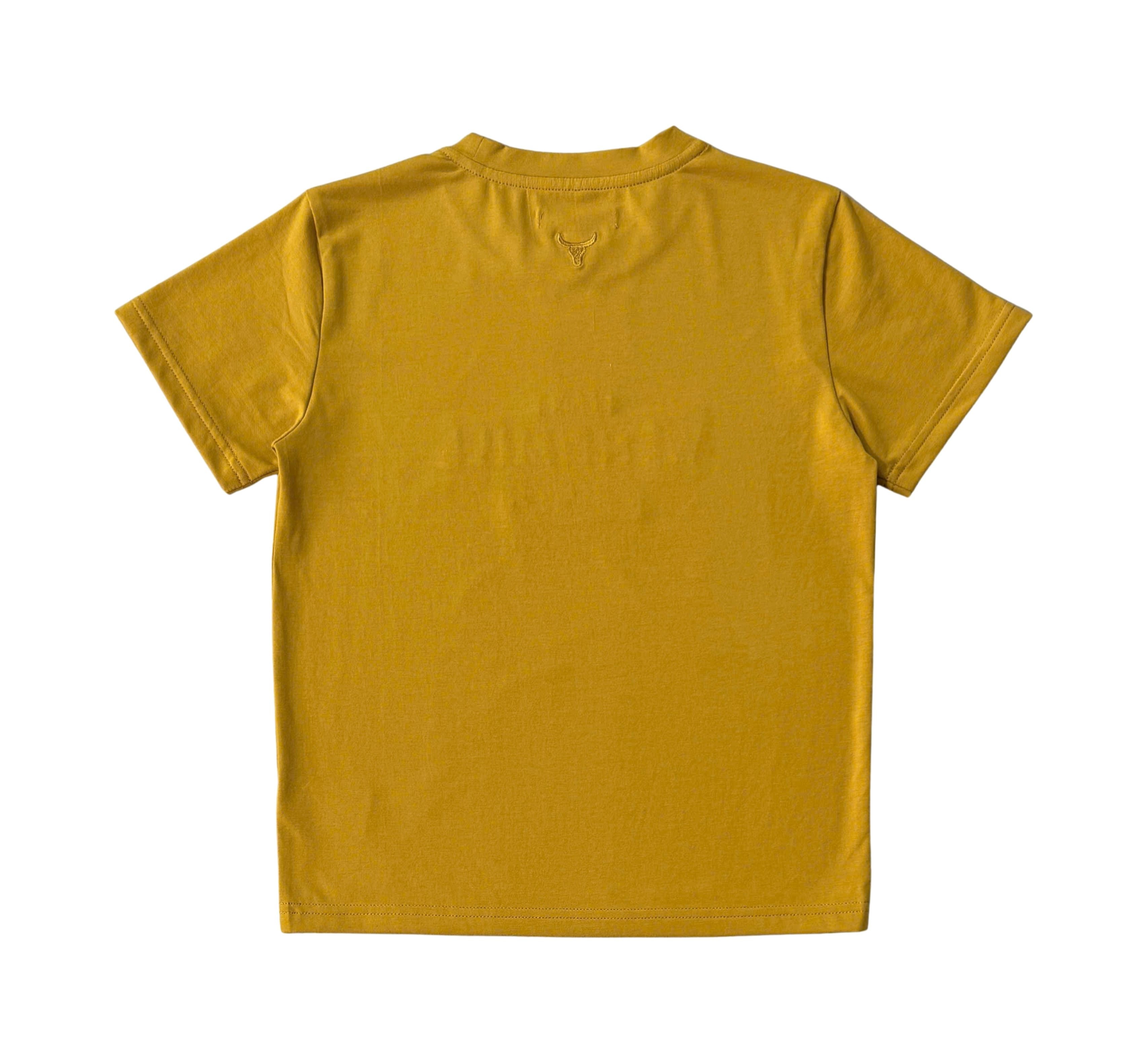 Embroidered Tee - Kids - Mustard-Little Windmill Clothing Co