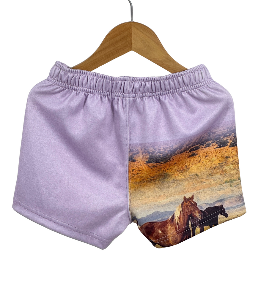 "Purple Wildhorse's" Shorts-Little Windmill Clothing Co