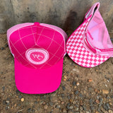 Hot pink quilted cap back view showing adjustable strap suitable for toddlers youth and adults