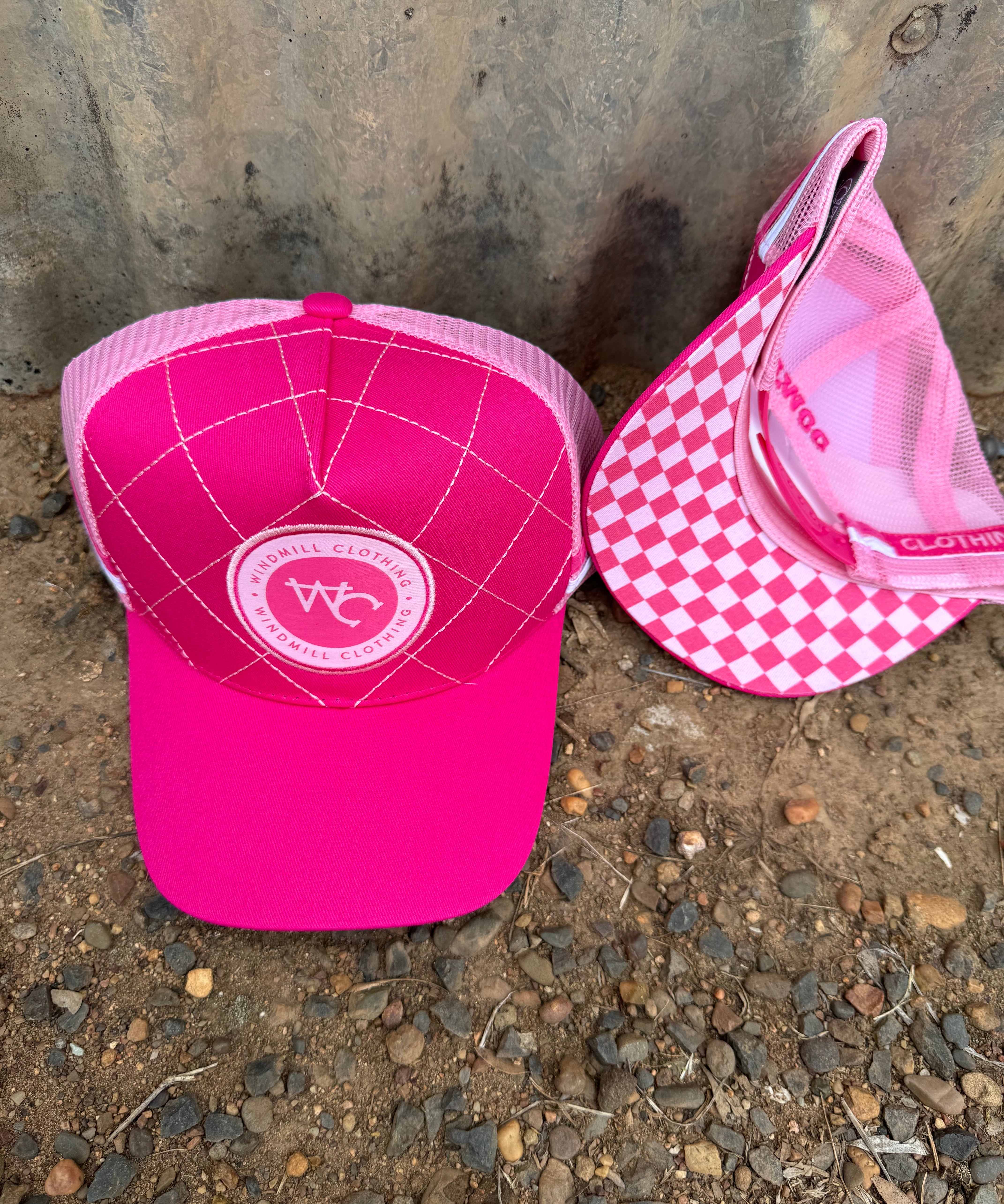 Hot pink quilted cap back view showing adjustable strap suitable for toddlers youth and adults