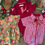 "Faith" Floral Scollop Short Sleeve Romper-Little Windmill Clothing Co